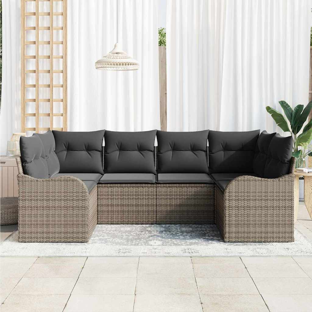 Garden Sofa Set Grey Poly Rattan