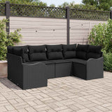 Garden Sofa Set with Cushion 6 pcs Black Poly rattan
