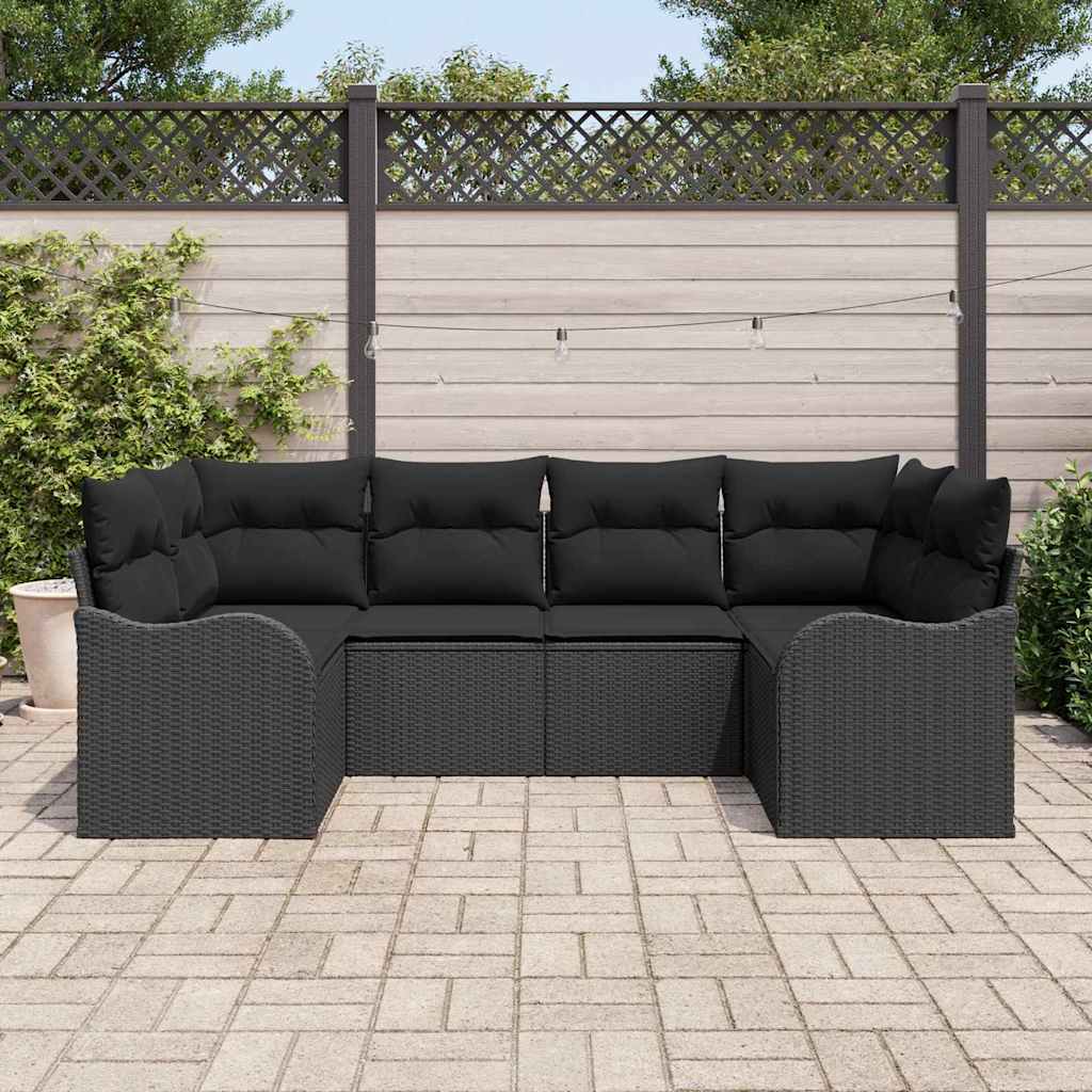 Garden Sofa Set 6 pcs Black Poly Rattan