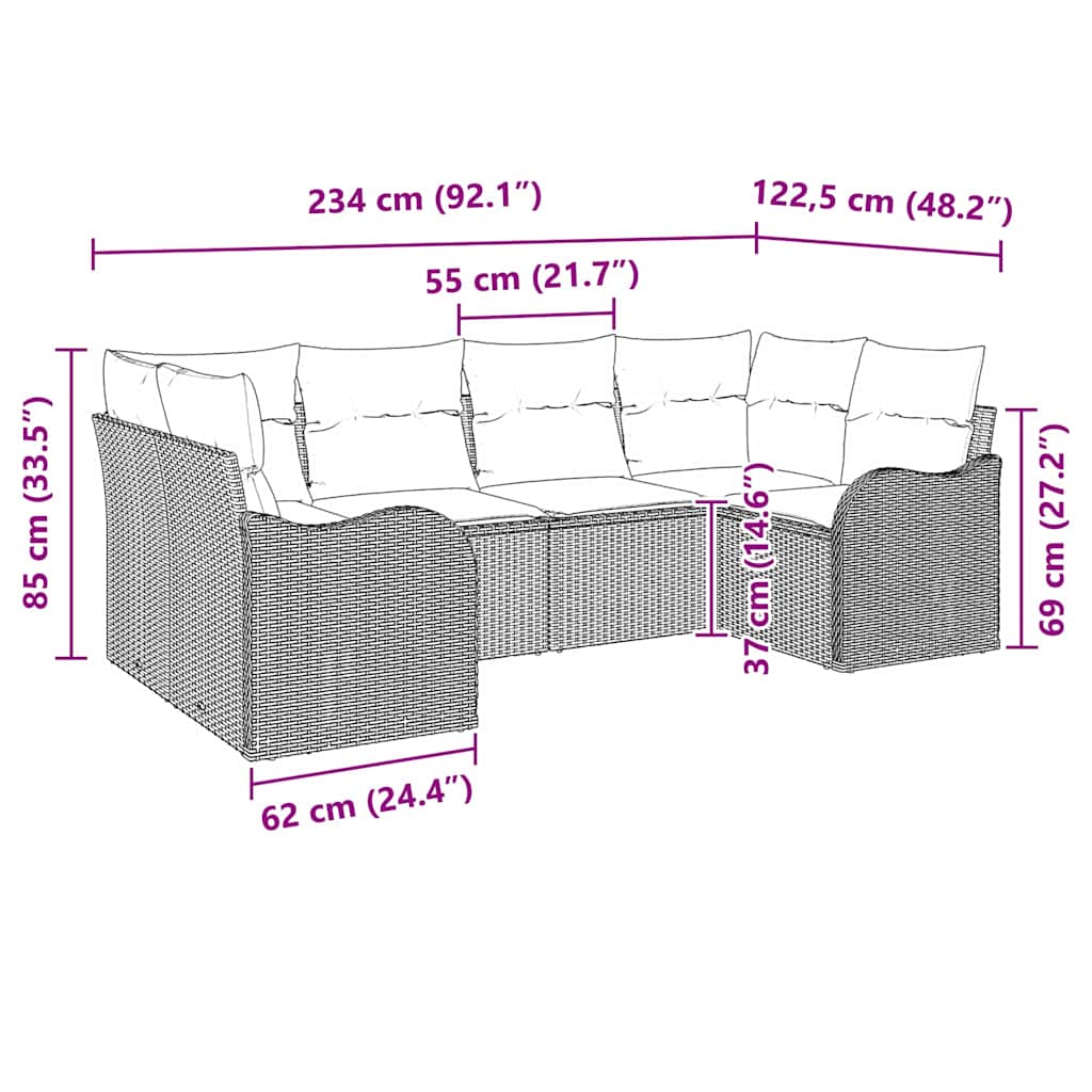 Garden Sofa Set 6 pcs Black Poly Rattan