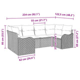 Garden Sofa Set with Cushion 6 pcs Black Poly rattan - Low Angle