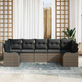 Garden Sofa Set Grey Poly Rattan - Side View