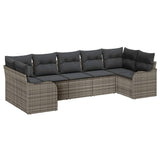Garden Sofa Set Grey Poly Rattan - Front View