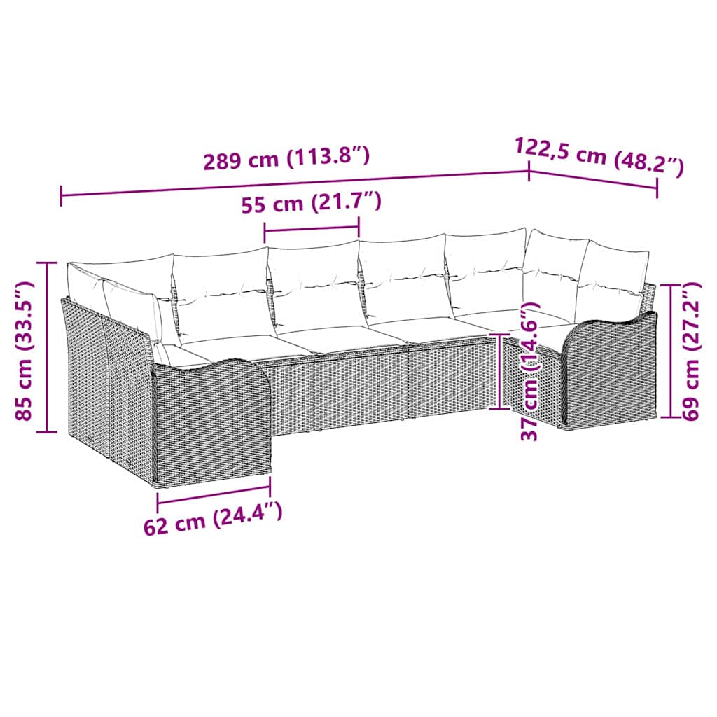 Garden Sofa Set Black Poly Rattan