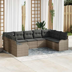 Garden Sofa Set 9 pcs Grey Poly Rattan