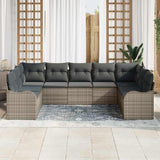 Garden Sofa Set 9 pcs Grey Poly Rattan - Side View