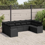 Garden Sofa Set Black Poly Rattan