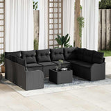 Garden Sofa Set Black Poly Rattan