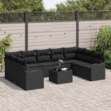 Garden Sofa Set Black Poly Rattan - Side View