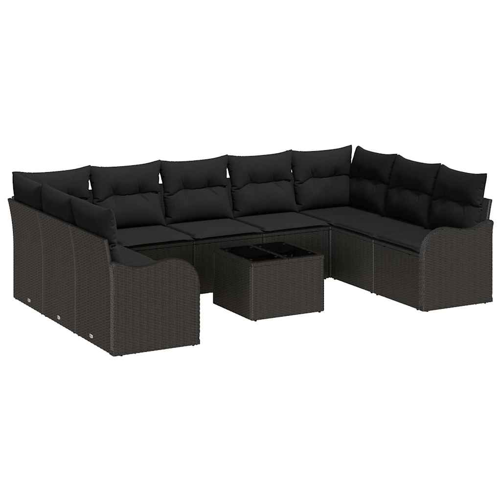 Garden Sofa Set Black Poly Rattan