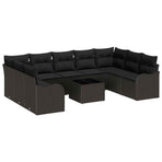 Garden Sofa Set 10 pcs Black Poly Rattan