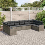 Garden Sofa Set Grey 344 x 177,5 x 85 cm Poly Rattan - Side View