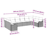 Garden Sofa Set Grey 344 x 177,5 x 85 cm Poly Rattan