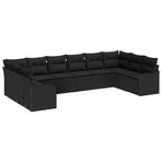 Garden Sofa Set 10 pcs Black Poly Rattan