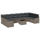 Garden Sofa Set Grey 55 x 55 x 37 cm Poly Rattan - Front View