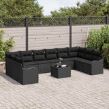 Garden Sofa Set Black 55 x 55 x 37 cm Poly Rattan - Side View