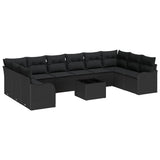 Garden Sofa Set Black 55 x 55 x 37 cm Poly Rattan - Front View