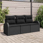 Garden Sofa Set Black Poly Rattan