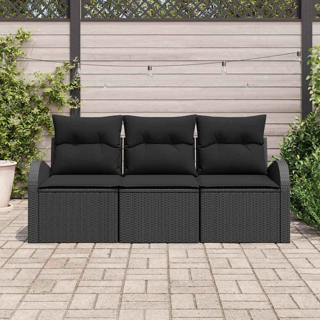 Garden Sofa Set Black Poly Rattan