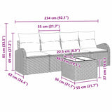 Garden Sofa Set Manual Black 55 x 55 x 37 cm Poly Rattan