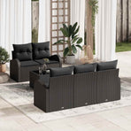 Garden Sofa Set 6 pcs Black Poly Rattan