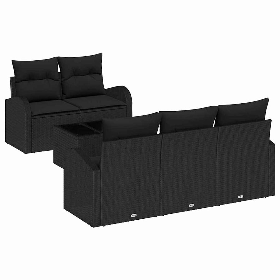 Garden Sofa Set 6 pcs Black Poly Rattan