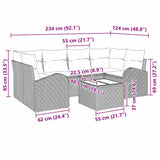 Garden Sofa Set 7 pcs Black 55 x 55 x 37 cm Poly rattan - Extra Image