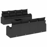 Garden Sofa Set 7 pcs Black 55 x 55 x 37 cm Poly Rattan - Front View