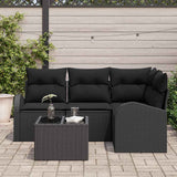 Garden Sofa Set 5 pcs Black Poly Rattan