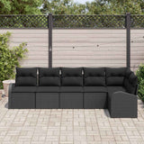 Garden Sofa Set with Cushion 6 pcs Black Poly rattan - Side View