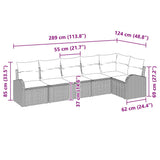 Garden Sofa Set with Cushion 6 pcs Black Poly rattan - Low Angle