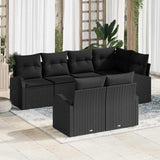 Garden Sofa Set Black Poly Rattan