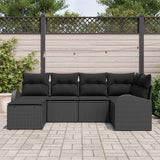 Garden Sofa Set 6 pcs Black Poly Rattan