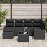 Garden Sofa Set 7 pcs Black Poly Rattan - Side View