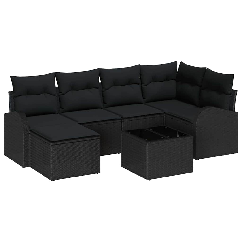 Garden Sofa Set 7 pcs Black Poly Rattan