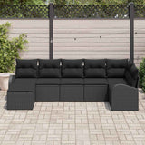 Garden Sofa Set 7 pcs Black [Synthetic]: Poly Rattan