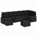 Garden Sofa Set with Cushion 8 pcs Black Poly rattan - Front View