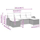 Garden Sofa Set with Cushion 6 pcs Black Poly Rattan