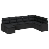 Garden Sofa Set with Cushion 8 pcs Black Poly Rattan - Front View