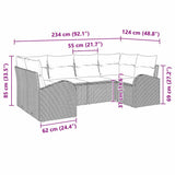Garden Sofa Set with Cushion 6 pcs Black Poly Rattan
