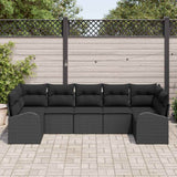 Garden Sofa Set with Cushion 7 pcs Black Poly Rattan