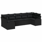 Garden Sofa Set 7 pcs 7-Seaters Black Poly Rattan