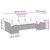 Garden Sofa Set with Cushion 7 pcs Black Poly Rattan