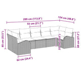 Garden Sofa Set with Cushion 7 pcs Black Poly Rattan - Low Angle