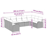Sofa Set with Cushion 9 pcs Black Poly Rattan - Extra Image