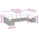 Sofa Set with Cushion 10 pcs Black Poly Rattan