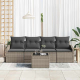 Sofa Set with Cushion Manual with Pillow 5 pcs Grey Poly Rattan