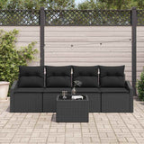 Sofa Set with Cushion Manual 5 pcs Black Poly Rattan