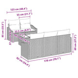 Garden Sofa Set with Cushion Manual 6 pcs Grey 55 x 55 x 37 cm - Low Angle