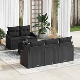 Sofa Set with Cushion Manual 6 pcs Black Poly Rattan